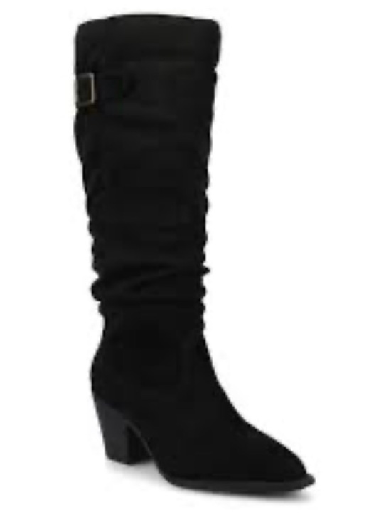 Journee Collection Shoes - Journey collection kaleah 9.5 M Black Mid-Calf Slouch Boot with Buckle Detai